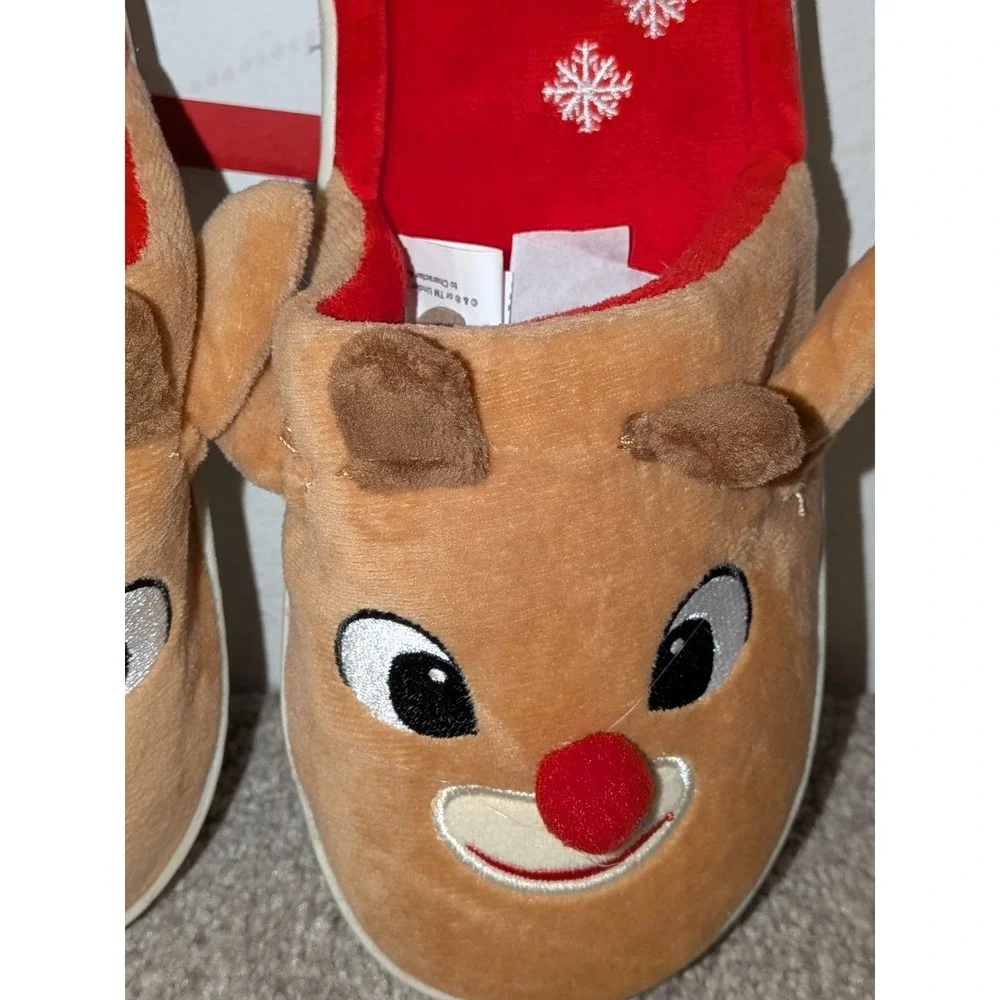 Rudolph the Red Nosed Reindeer Slippers Size S- 5/6 Plush‎ Holiday Christmas NWT